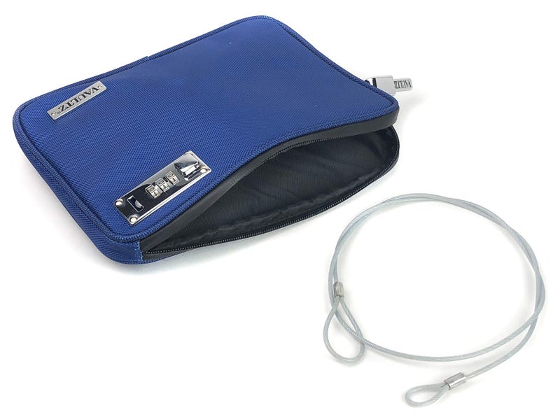 Vaultz Money Bag with Lock - Water-Resistant Combination Locking Pouch w/Tether for Cash  Pool  Beach  Bank  or Travel - 7.5 x 9 Inches  Medium  Blue - Image 2